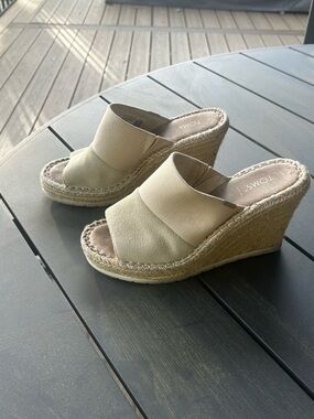 Toms Beige Espadrille Wedge Slide